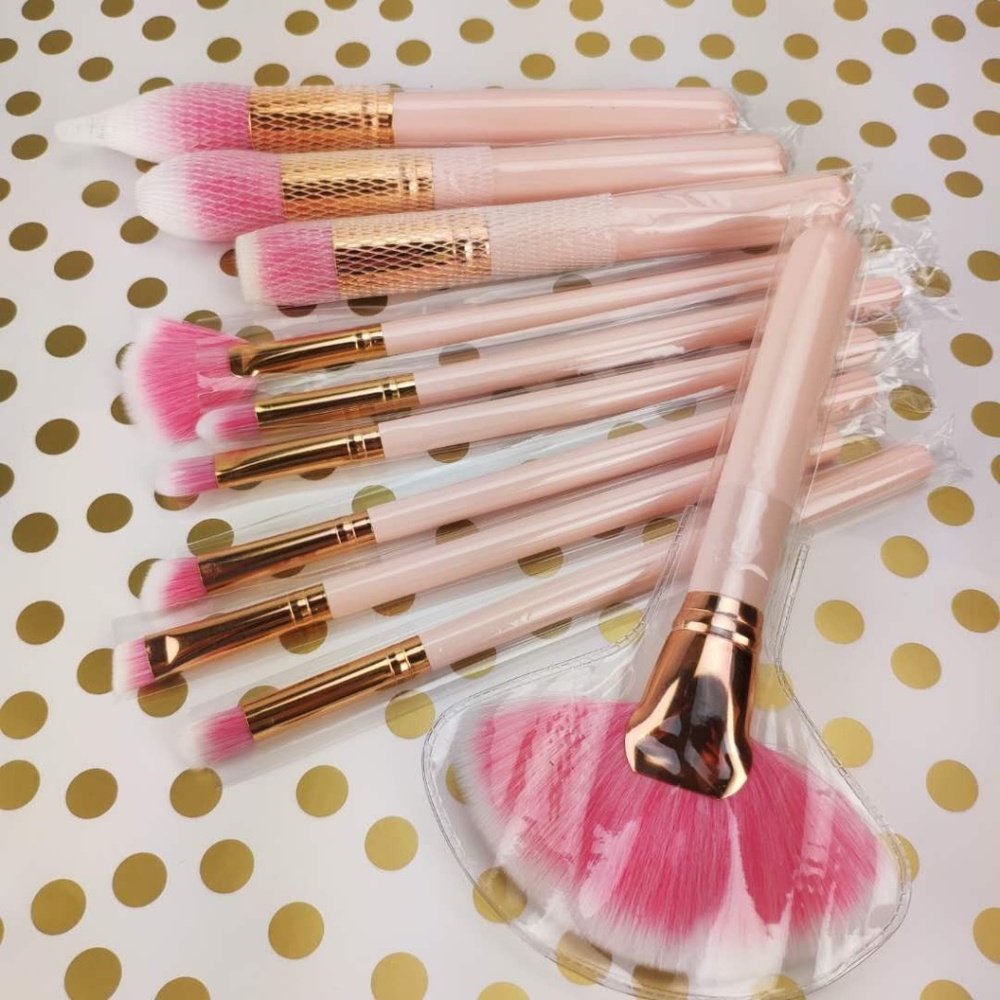 Pink Makeup brushes set with Felt Bag